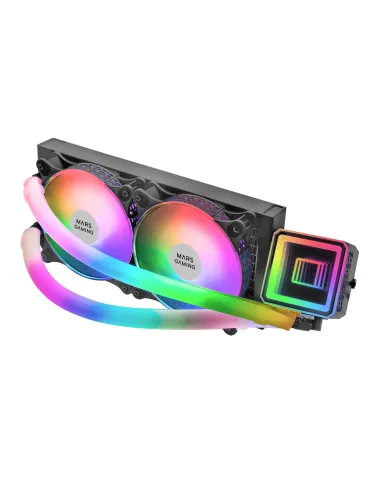 Mars Gaming ML-ULTRA240 Negro, Refrigeración Líquida CPU, TDP 500W, Espejo Infinito, 2 Ventiladores Silenciosos FDB ARGB, Tubos