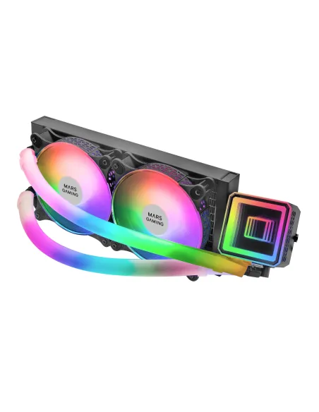 Mars Gaming ML-ULTRA240 Negro, Refrigeración Líquida CPU, TDP 500W, Espejo Infinito, 2 Ventiladores Silenciosos FDB ARGB, Tubos