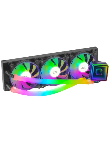 Mars Gaming ML-ULTRA360 Negro, Refrigeración Líquida CPU, TDP 650W, Espejo Infinito, 3 Ventiladores Silenciosos FDB ARGB, Tubos