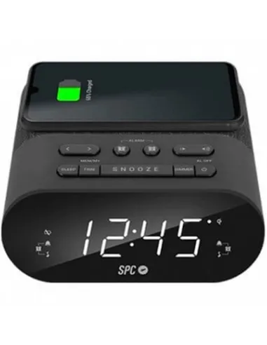 Radio despertador spc frodi qi negro pantalla led -  2xalarmas conf. -  carga inalambrica -  usb