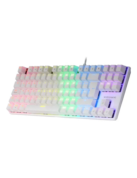 Mars Gaming MK80 Blanco, Teclado Gaming Mecánico TKL FRGB, Antighosting, Switch Mecánico Rojo, Idioma Italiano