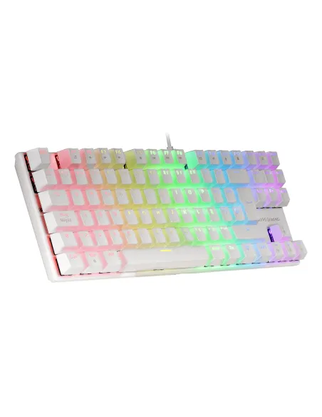 Mars Gaming MK80 Blanco, Teclado Gaming Mecánico TKL FRGB, Antighosting, Switch Mecánico Rojo, Idioma Italiano