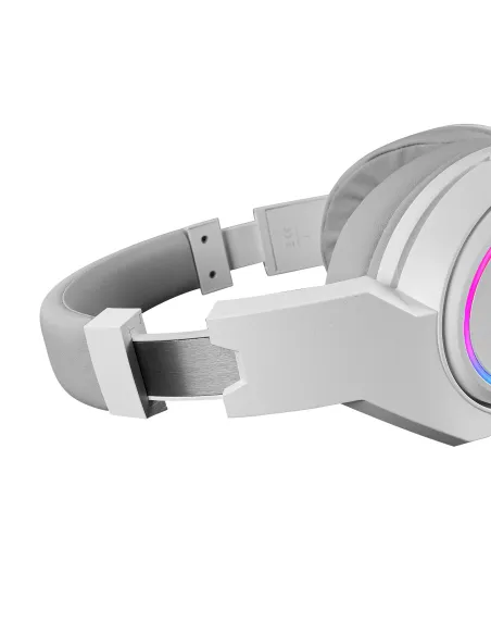 Mars Gaming MHW-100 Blanco, Auriculares Inalámbricos ARGB Flow, Micrófono ENC Extraíble,Cancelación de Ruido Activa ENC +