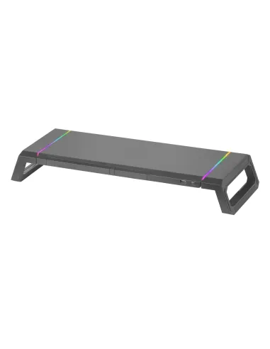 Mars Gaming MGS-ONE Negro, Soporte Monitor RGB Chroma, Tamaño Ajustable, Soporte Smartphone y Tablet, USB Frontal 2.0