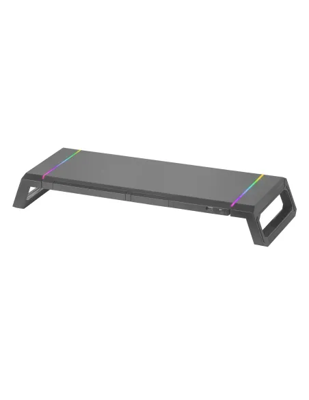 Mars Gaming MGS-ONE Negro, Soporte Monitor RGB Chroma, Tamaño Ajustable, Soporte Smartphone y Tablet, USB Frontal 2.0
