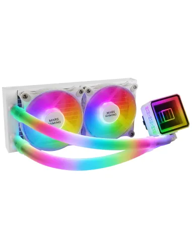 Mars Gaming ML-ULTRA240 Blanco, Refrigeración Líquida CPU, TDP 500W, Espejo Infinito, 2 Ventiladores Silenciosos FDB ARGB,
