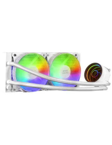 Mars Gaming ML-ONE240 Blanco, Refrigeración Líquida CPU, TDP 400W, Espejo Infinito, 2 Ventiladores FRGB Silenciosos,