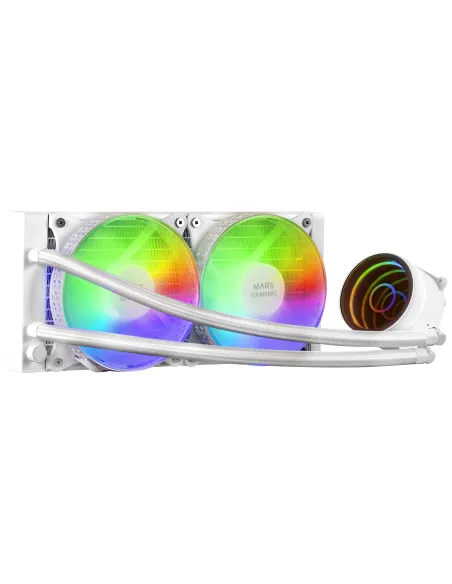 Mars Gaming ML-ONE240 Blanco, Refrigeración Líquida CPU, TDP 400W, Espejo Infinito, 2 Ventiladores FRGB Silenciosos,