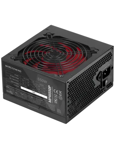 Mars Gaming MPIII550P, Fuente Alimentación PC ATX 550W, 5 Años de Garantía, 85% Eficiencia, Sistema Digital APFC, Ventilador