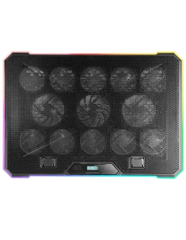 Mars Gaming MNBC13, Base Refrigeradora y Stand para Portátiles Hasta 17”, Iluminación ARGB 10 Modos, 13x Ventiladores con LED