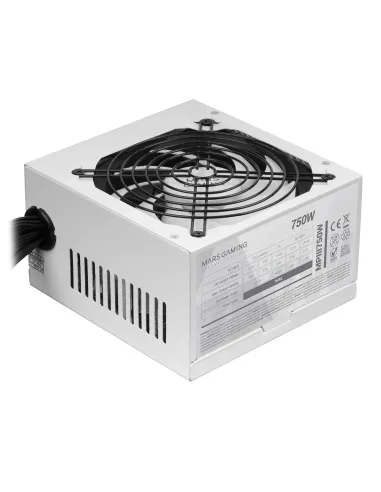 Mars Gaming MPIII750, Fuente Alimentación PC ATX 750W, 5 Años de Garantía, 85% Eficiencia, Sistema Digital APFC, Ventilador FDB