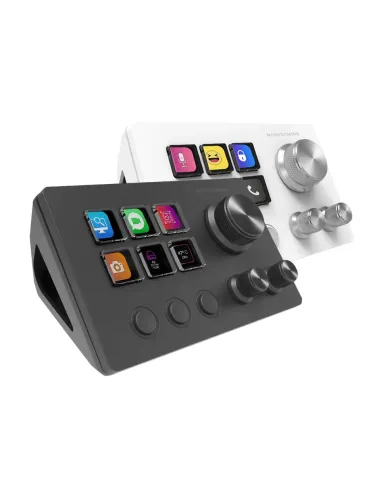 Mars Gaming MSD-TWO, Control Deck Compacto, 6 Teclas LCD Personalizables + 3 Botones, 3 Ruedas Multifuncionales, Control Deck