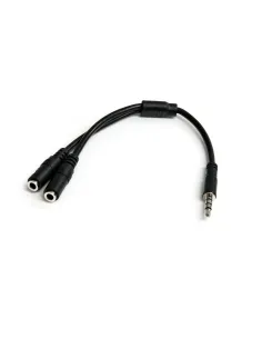 StarTech.com Adaptador de Auriculares con Micrófono Mini-Jack 3,5mm 4 pines a Conectores Separados de Auriculares y de 2