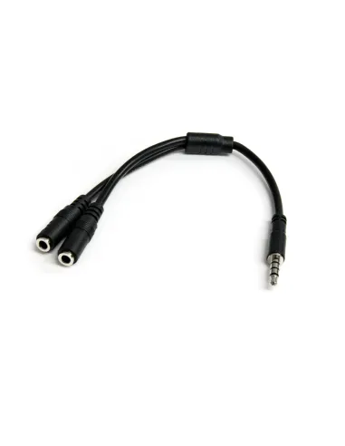 StarTech.com Adaptador de Auriculares con Micrófono Mini-Jack 3,5mm 4 pines a Conectores Separados de Auriculares y de