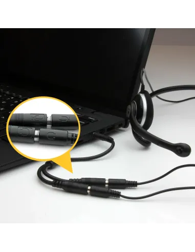 StarTech.com Adaptador de Auriculares con Micrófono Mini-Jack 3,5mm 4 pines a Conectores Separados de Auriculares y de