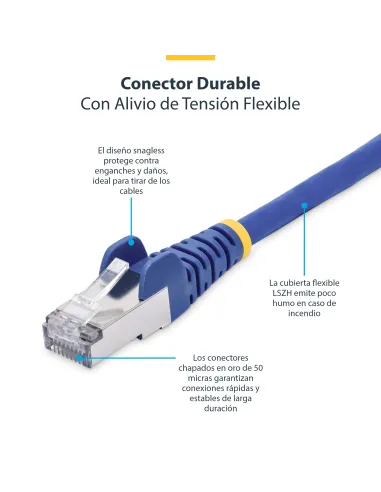StarTech.com Cable de Red Ethernet CAT8 Azul de 1m - Snagless - sin Pestillo - 25G 40G - 2000MHz - PoE++ de 100W - 26AWG -