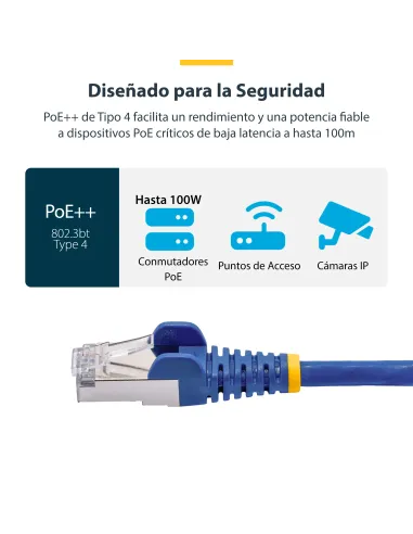 StarTech.com Cable de Red Ethernet CAT8 Azul de 1m - Snagless - sin Pestillo - 25G 40G - 2000MHz - PoE++ de 100W - 26AWG -