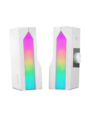 Mars Gaming ALTAVOZ BLUETOOTH MSDUO WHITE 2 EN 1 CONVERTIBLE EN SOBREMESA 2.0 O SOUNDBAR BT 5.0 ILUMINACION RGB