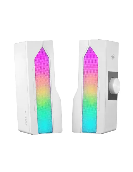 Mars Gaming ALTAVOZ BLUETOOTH MSDUO WHITE 2 EN 1 CONVERTIBLE EN SOBREMESA 2.0 O SOUNDBAR BT 5.0 ILUMINACION RGB