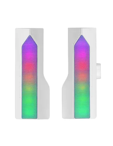 Mars Gaming ALTAVOZ BLUETOOTH MSDUO WHITE 2 EN 1 CONVERTIBLE EN SOBREMESA 2.0 O SOUNDBAR BT 5.0 ILUMINACION RGB