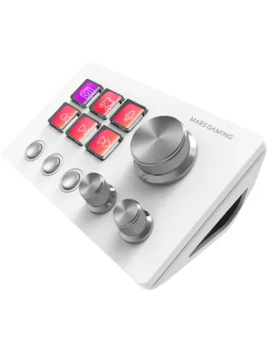 Mars Gaming MSD-TWO, Control Deck Compacto, 6 Teclas LCD Personalizables + 3 Botones, 3 Ruedas Multifuncionales, Control Deck
