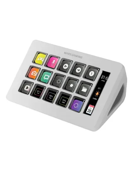 Mars Gaming MSD-ONE, Control Deck Slim, 15 Teclas LCD Personalizables, Pantalla LCD Ampliada, Software de Control y Plug-ins,