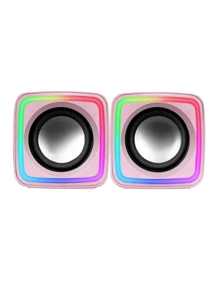 Mars Gaming MSCUBEP Rosa Altavoces Gaming RGB Compactos Procesador Sonido DSP 8W