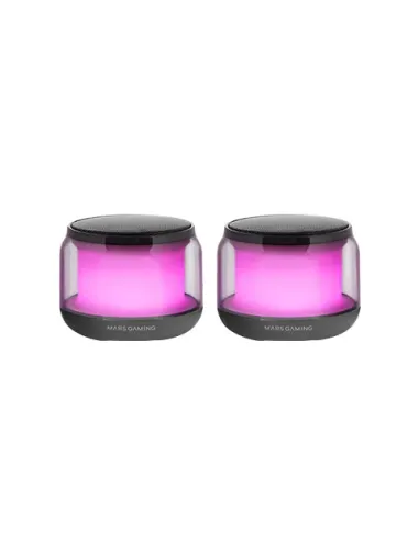 Mars Gaming MS-AURA, Altavoces Bluetooth 5.3, Chipset DSP Personalizado 15W, Iluminación RGB con Diseño ClearView 360º,