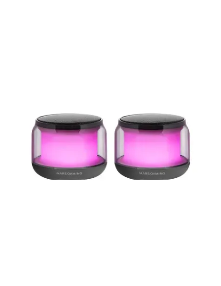 Mars Gaming MS-AURA, Altavoces Bluetooth 5.3, Chipset DSP Personalizado 15W, Iluminación RGB con Diseño ClearView 360º,