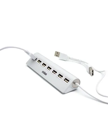 Nilox HUB sobremesa de aluminio con 7 puertos USB 2.0