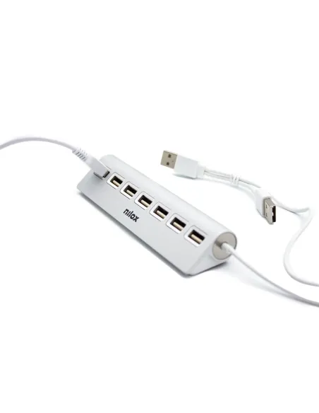 Nilox HUB sobremesa de aluminio con 7 puertos USB 2.0
