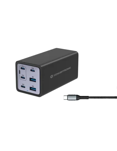 Conceptronic OZUL06BE cargador de dispositivo móvil Universal Negro Corriente alterna Carga rápida Interior