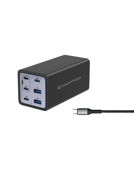 Conceptronic OZUL06BE cargador de dispositivo móvil Universal Negro Corriente alterna Carga rápida Interior
