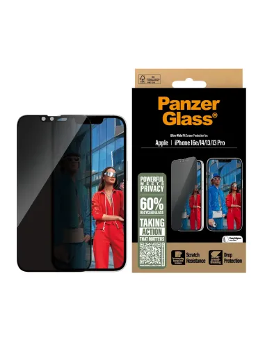 PanzerGlass ® 2-Way Privacy Screen Protector iPhone 17e | 16e | 14 | 13 | 13 Pro | Ultra-Wide Fit w. EasyAligner Protector de