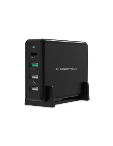 Conceptronic OZUL01B cargador de dispositivo móvil Universal Negro Corriente alterna Carga rápida Interior