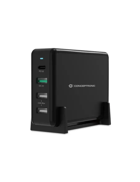 Conceptronic OZUL01B cargador de dispositivo móvil Universal Negro Corriente alterna Carga rápida Interior