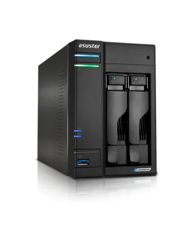 Servidor nas asustor tower 2 bay quad - core 2.0ghz cpu dual 2.5gbe ports 4gb ram ddr4