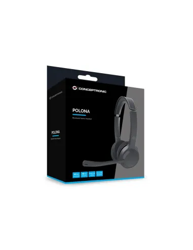 Conceptronic POLONA04B auricular y casco Auriculares Inalámbrico y alámbrico Diadema Llamadas Música USB Tipo C Bluetooth Negro