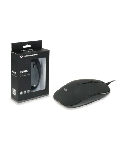 Conceptronic REGAS01B ratón Oficina Ambidextro USB tipo A Óptico 1200 DPI