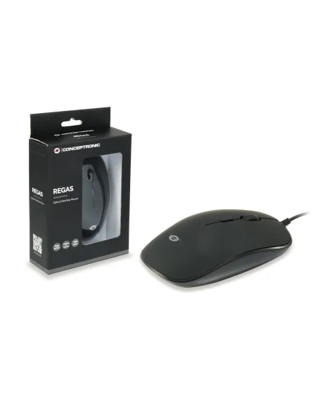 Conceptronic REGAS01B ratón Oficina Ambidextro USB tipo A Óptico 1200 DPI