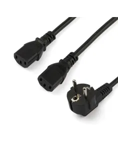 StarTech.com Cable de 2m de Alimentación en Y para Ordenador, 18AWG, EU Schuko a 2x C13, 10A 250V, Cable de Alimentación de CA