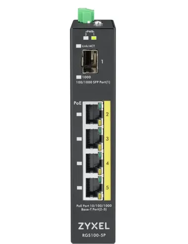 Zyxel RGS100-5P No administrado L2 Gigabit Ethernet (10 100 1000) Energía sobre Ethernet (PoE) Negro