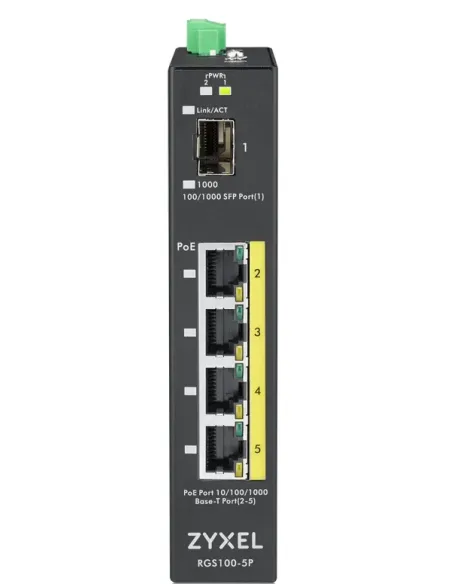 Zyxel RGS100-5P No administrado L2 Gigabit Ethernet (10 100 1000) Energía sobre Ethernet (PoE) Negro