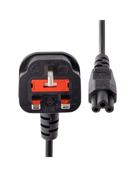 StarTech.com Cable de 1m de Alimentación para Portátiles, Enchufe BS1363 a C5, 2,5A 250V, 18AWG, Cable para Cargador, Cable