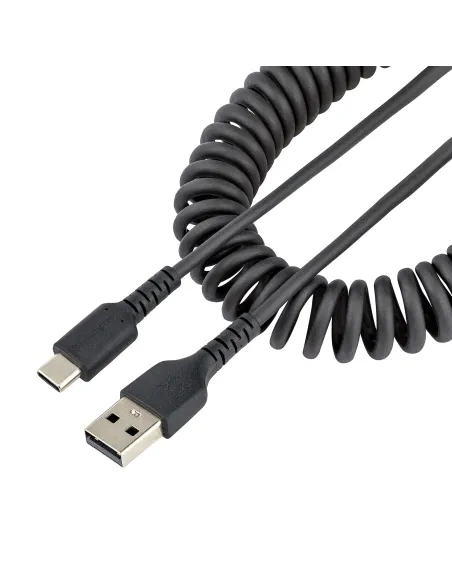 StarTech.com Cable de 50cm de Carga USB A a USB C, Cable USB Tipo C Rizado de Carga Rápida y Servicio Pesado, Cable USB 2.0 A a