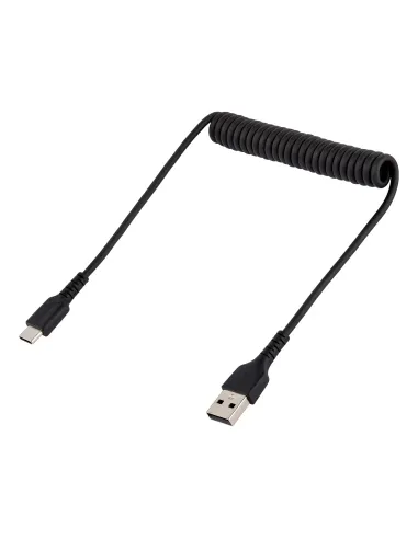 StarTech.com Cable de 50cm de Carga USB A a USB C, Cable USB Tipo C Rizado de Carga Rápida y Servicio Pesado, Cable USB 2.0 A a