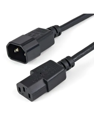 StarTech.com Cable de 1m de Extensión de Alimentación, C14 a C13, 10A 125V, 18AWG, Alargador de Cable de Corriente de