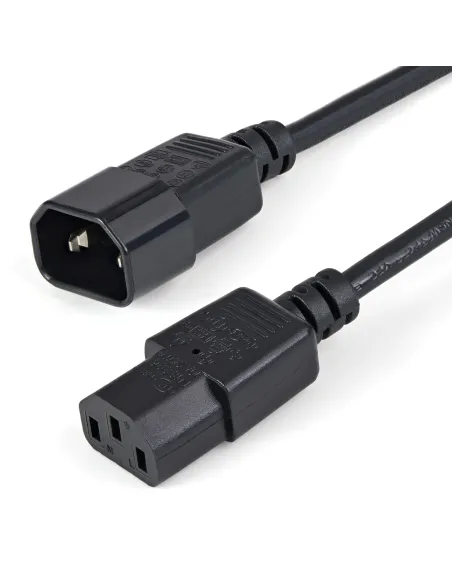 StarTech.com Cable de 1m de Extensión de Alimentación, C14 a C13, 10A 125V, 18AWG, Alargador de Cable de Corriente de