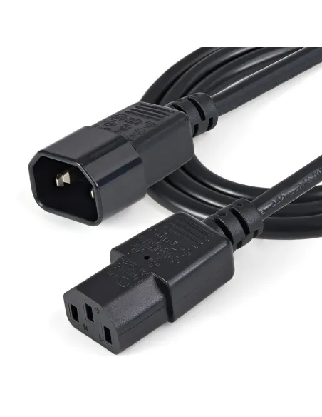 StarTech.com Cable de 1m de Extensión de Alimentación, C14 a C13, 10A 125V, 18AWG, Alargador de Cable de Corriente de