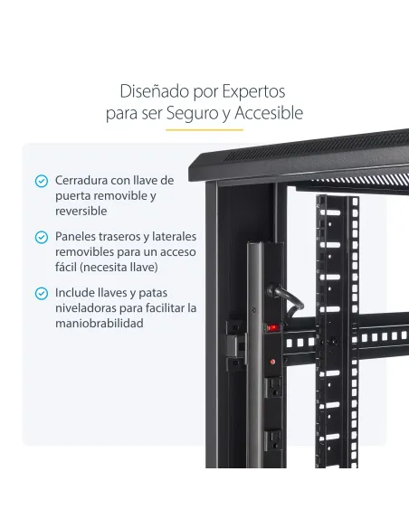 StarTech.com Rack Armario de Equipos de 4 Columnas 42U - Profundidad de 36in - Rack Armario de 19 Pulgadas con Ruedas -